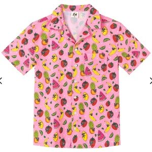 Pink Fruit Print Button-Up Shirt
